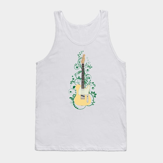 Buttercream T-Style Electric Guitar Flowering Vines Tank Top by nightsworthy